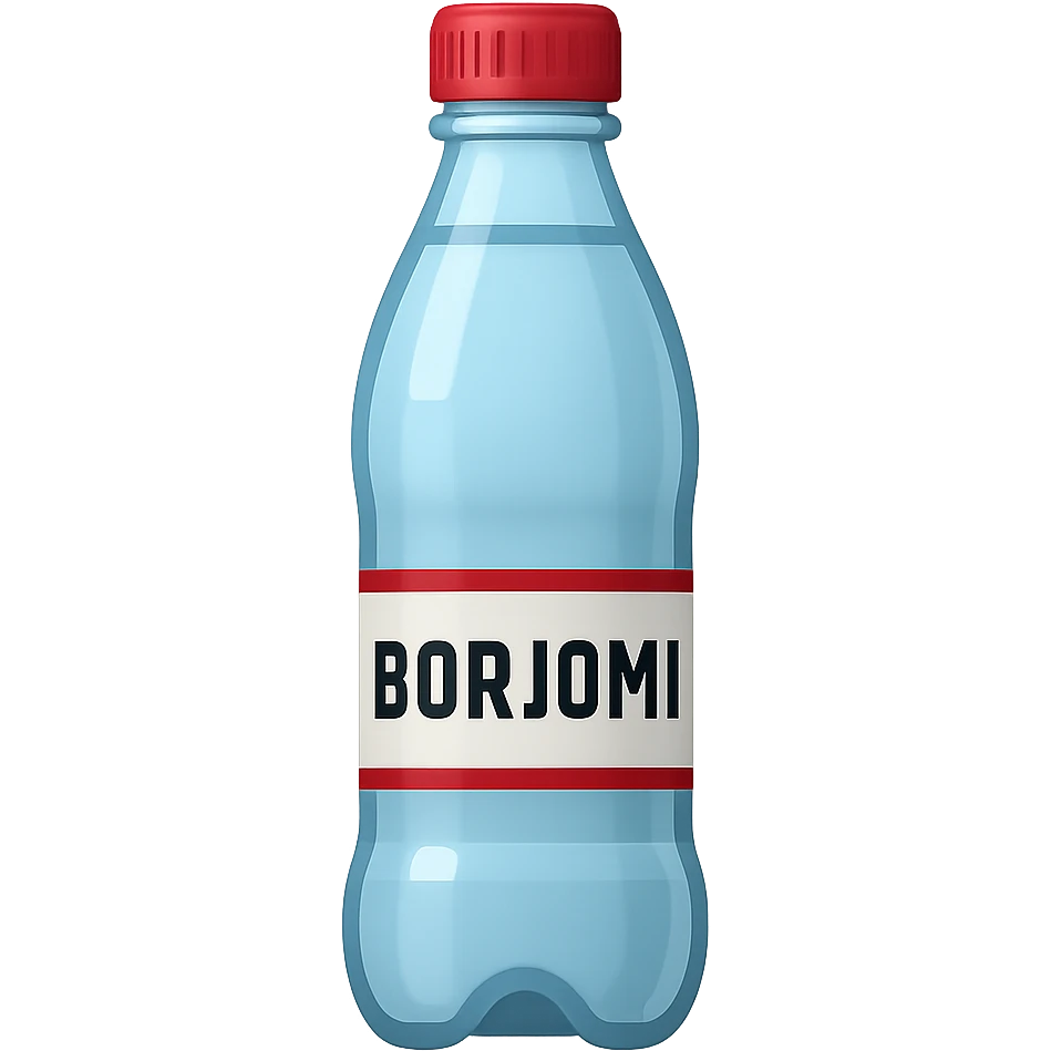 Borjomi water bottle emoji with label, variation 4 emoji