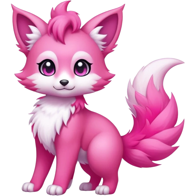 Kawaii bright pink fantasy ethereal anthro fursona Fakemon with tufted tail  emoji