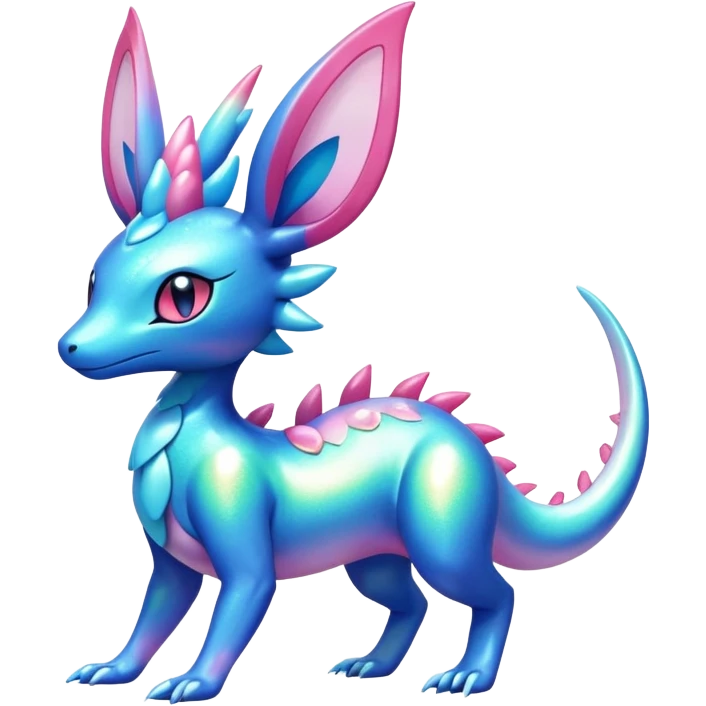 Colorful Shiny Exotic Amaura-Salandit-Aurorus-Sylveon-Fakémon-hybrid-creature (full body)  emoji