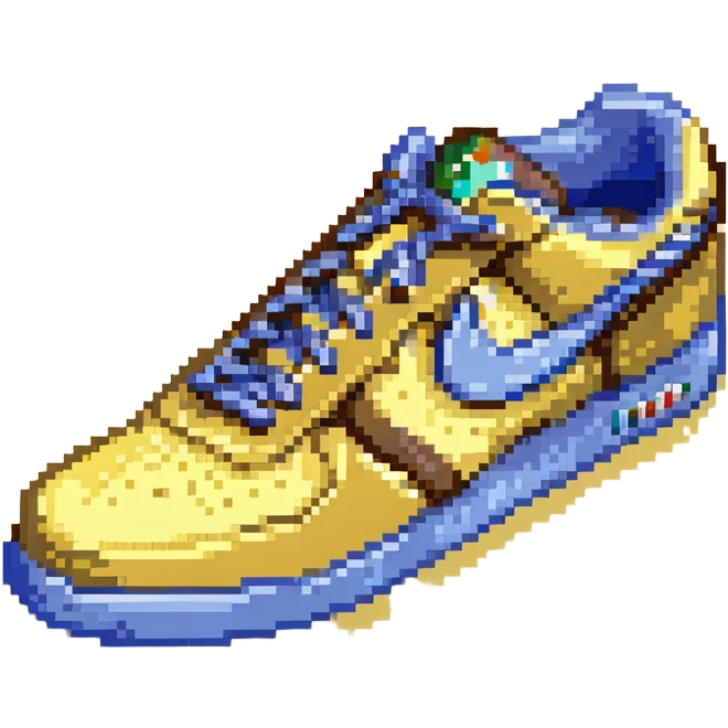 blue Nike shoe pointing left with 3D effect emoji