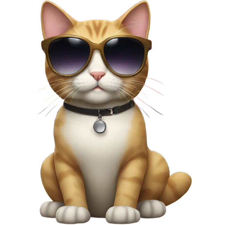 Cat with a sunglass on a beach at night  emoji