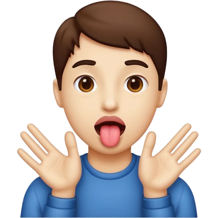 Tongue out with hands to the side emoji