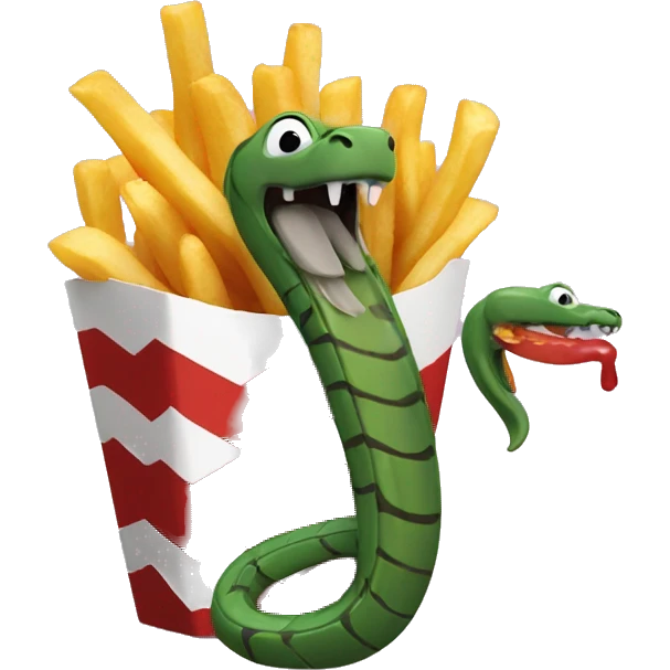 Snake eating french fries emoji
