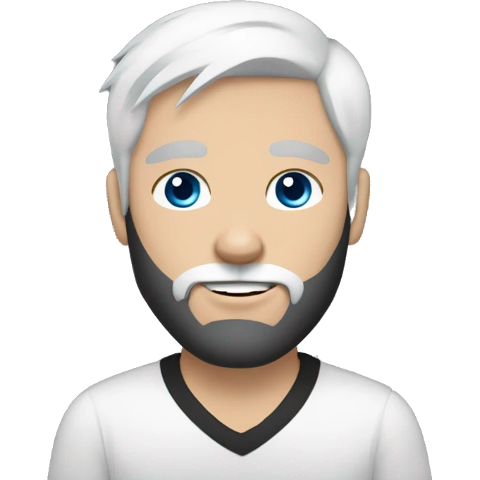 A white guy with a black earing and black short hair and black beard and holding a all white Siberian cat with blue eyes  emoji