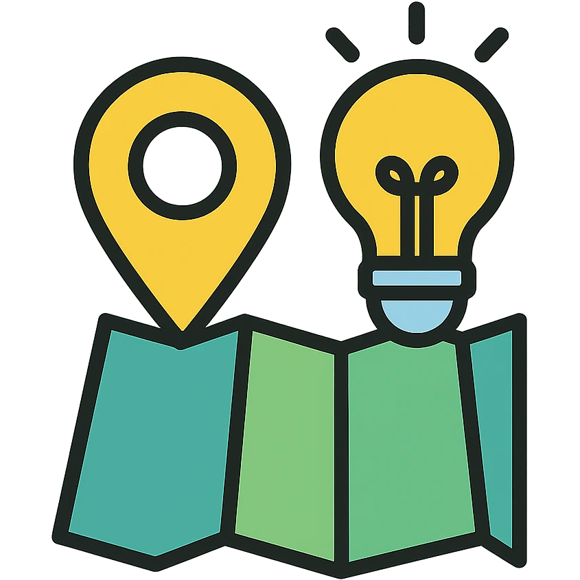 icon representing local knowledge, modern style, clean lines, colorful emoji