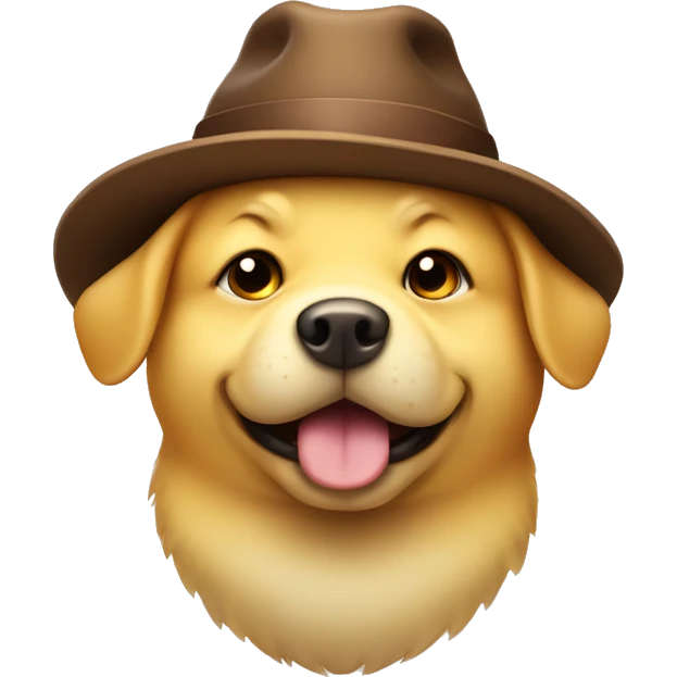 Cute yellow fat dog with brown hat emoji