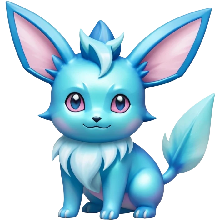 Shiny colorful Glaceon-Vaporeon-Clefairy-Pokémon-hybrid-creature emoji