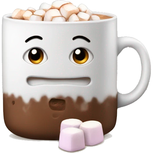Hot cocoa with marshmallows in a white mug emoji