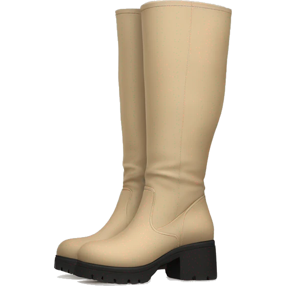 pair of beige chunky knee high boots emoji