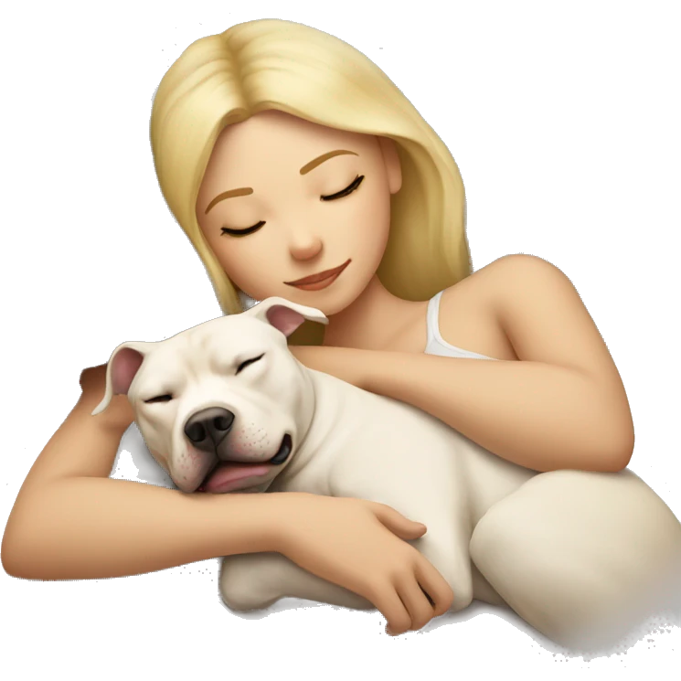 blonde girl sleeping with a pitbull  emoji