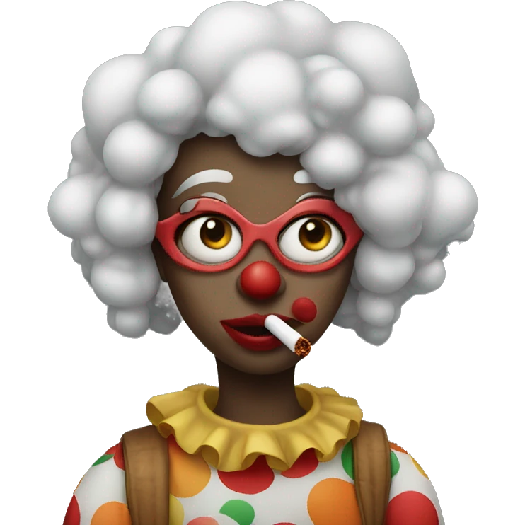 Girl wearing clown suit smoking  emoji