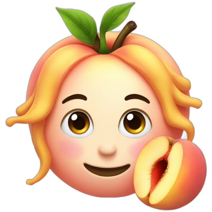 realistic peach with worm emoji