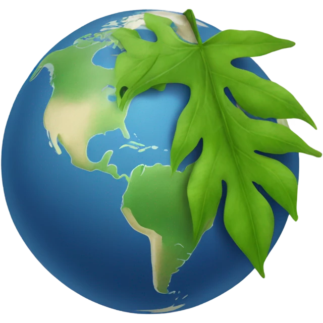 globe with a big leaf around it emoji