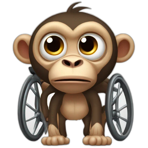 Very angry monkey small ferocious rollins eyes really cute wheelchair emoji