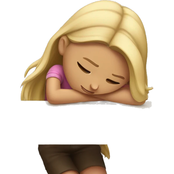 Girl with head down on desk  emoji