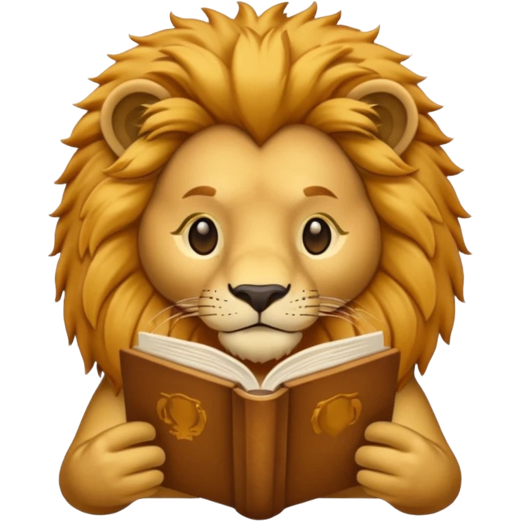 lionb reading book emoji
