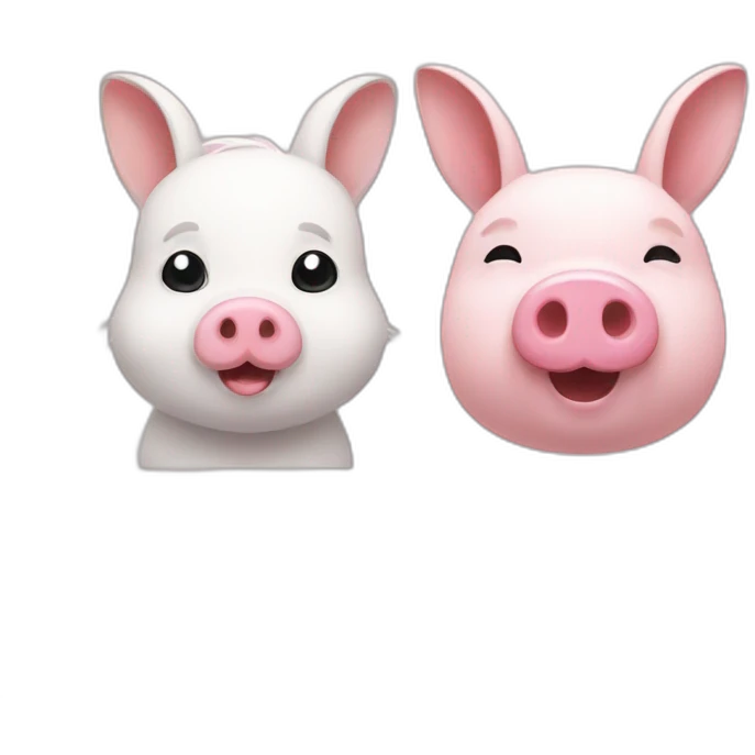 A white male rabbit and a pink female pig emoji