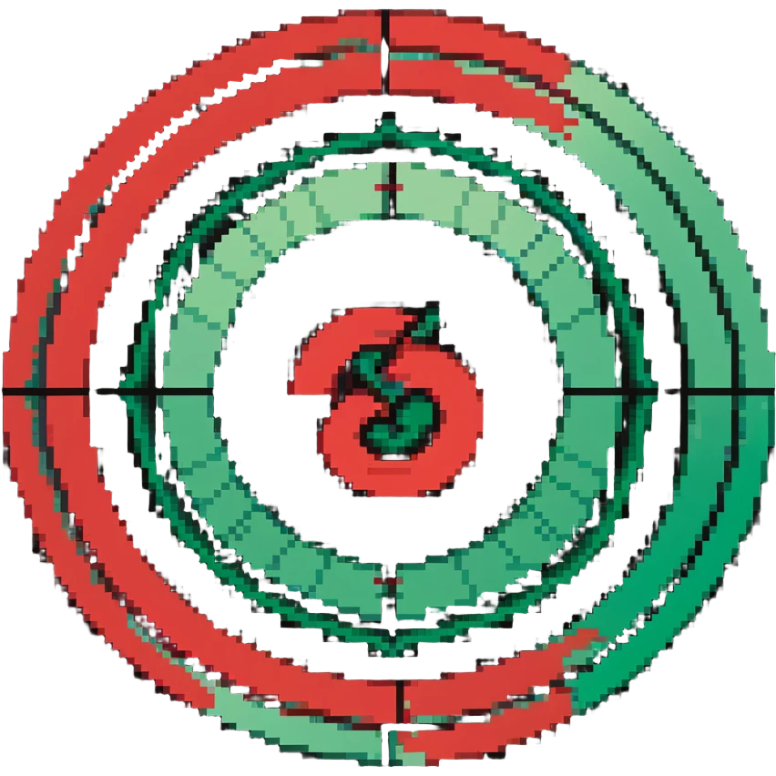 Circular member emblem with green to red gradient swirl pattern and member symbol emoji