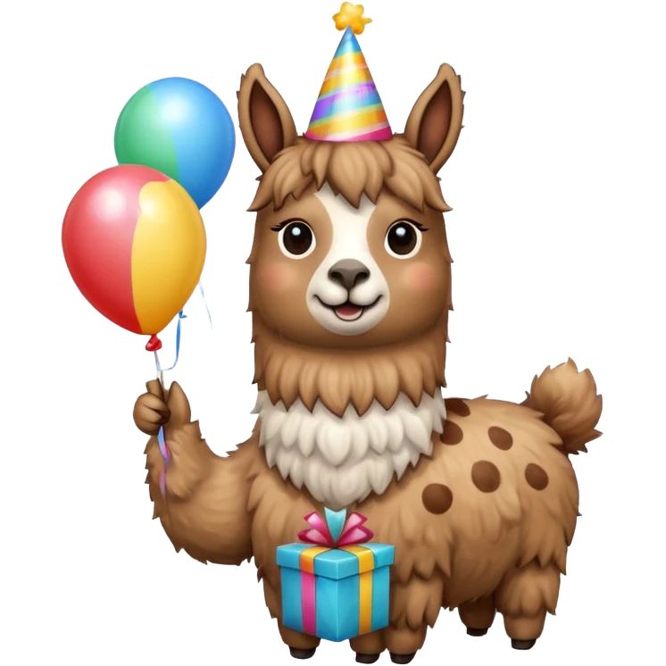 Lama holding birthday balloon  emoji