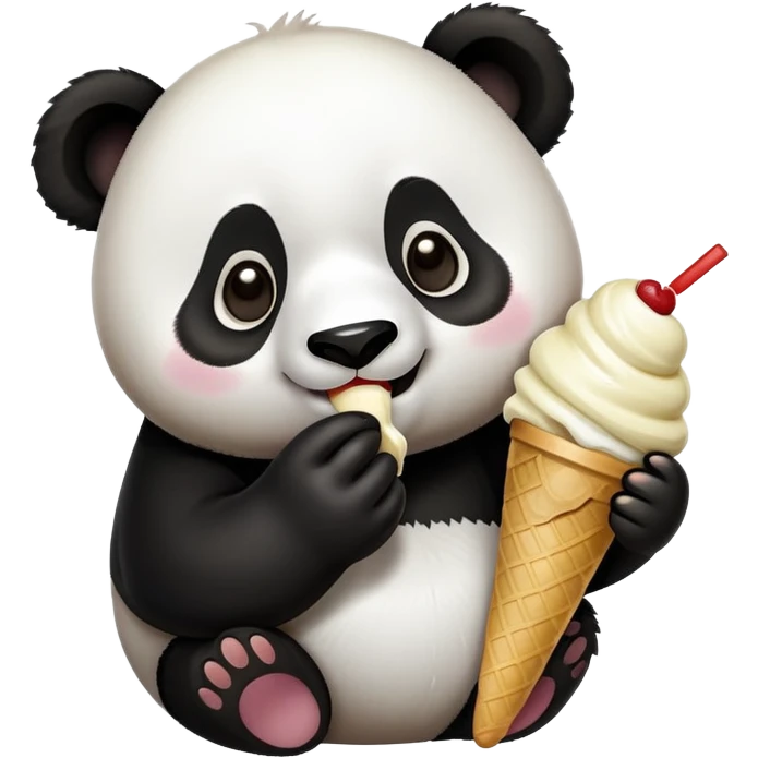 Panda eating ice cream emoji