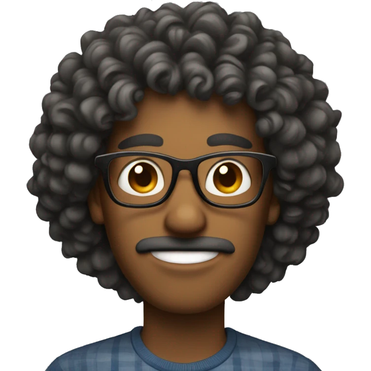 A guy with glasses and curly hair  emoji