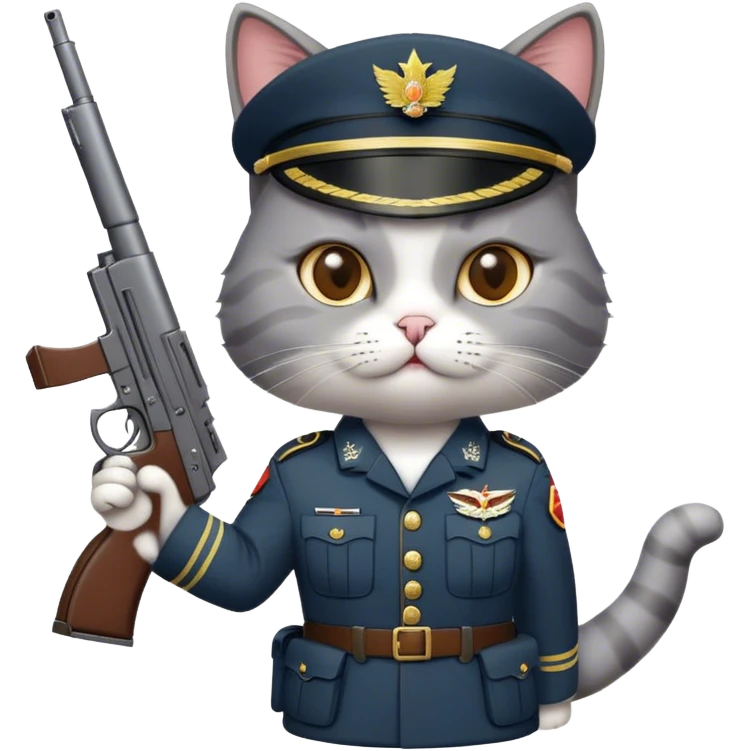 cat with gun in the military emoji