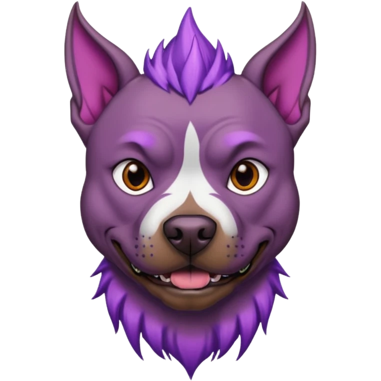 very tattoed brown face pitbull dog with purple spiky hair scary emoji