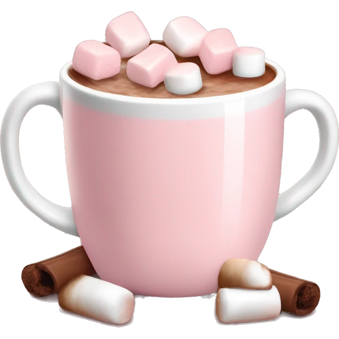 Light Pink mug of hot chocolate with marshmallows  emoji