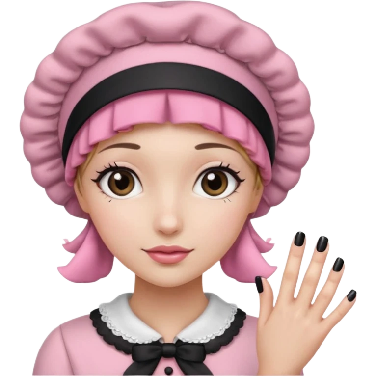 Pink bonnet black with nails emoji