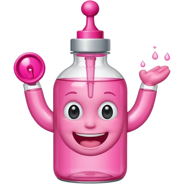 Smiling freaky baby oil bottle pink emoji