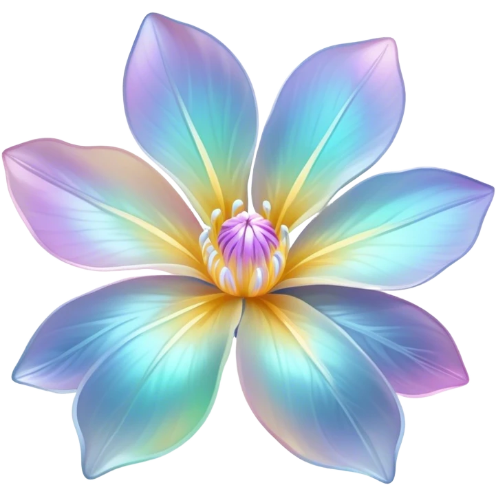 Pastel iridescent transparent bio-luminescent flower emoji