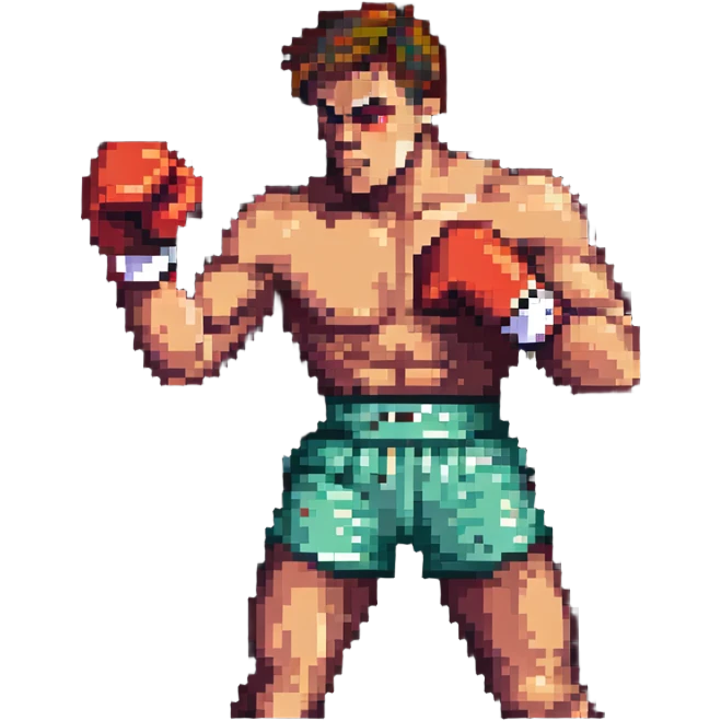 Pixel art boxer throwing a punch emoji