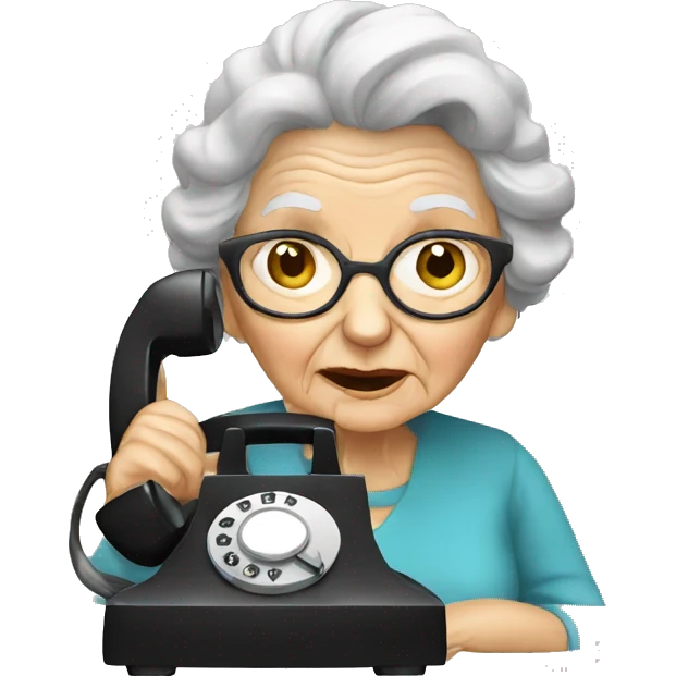 old woman ansewring the telephone emoji