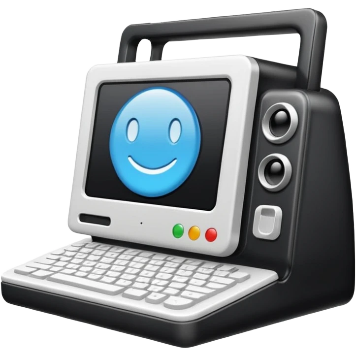 crear un emoji, que sea para proyeectos tanto empresarial como redes sociales, quiero un ordenador y una camara en la misma imagen y que sea aesthetic emoji