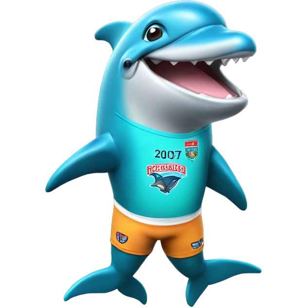 Dolphin wearing an NRL Redcliffe Jersey emoji