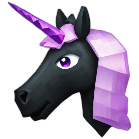Minecraft Glitter Black Unicorn Head With Diamond Horn emoji