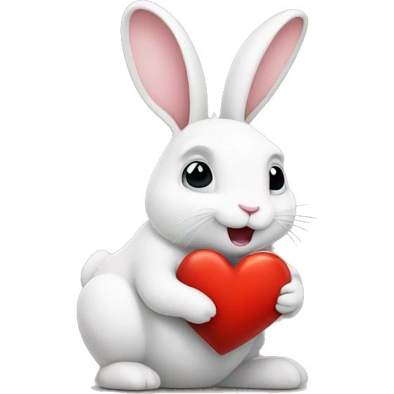 white rabbit hold heart emoji