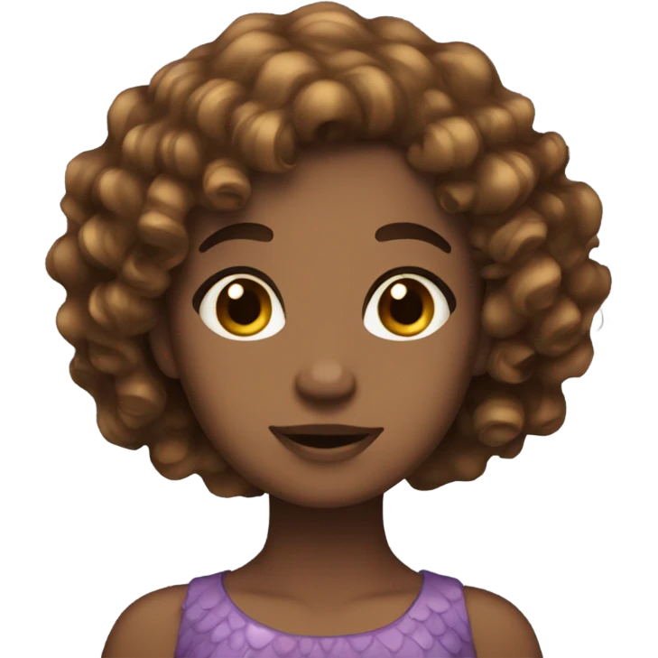 Mermaid with curly brown hair and brown eyes emoji