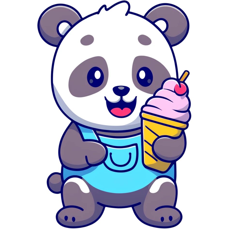 Panda eating ice cream emoji