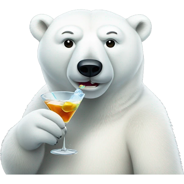 Polar bear drinking martini emoji