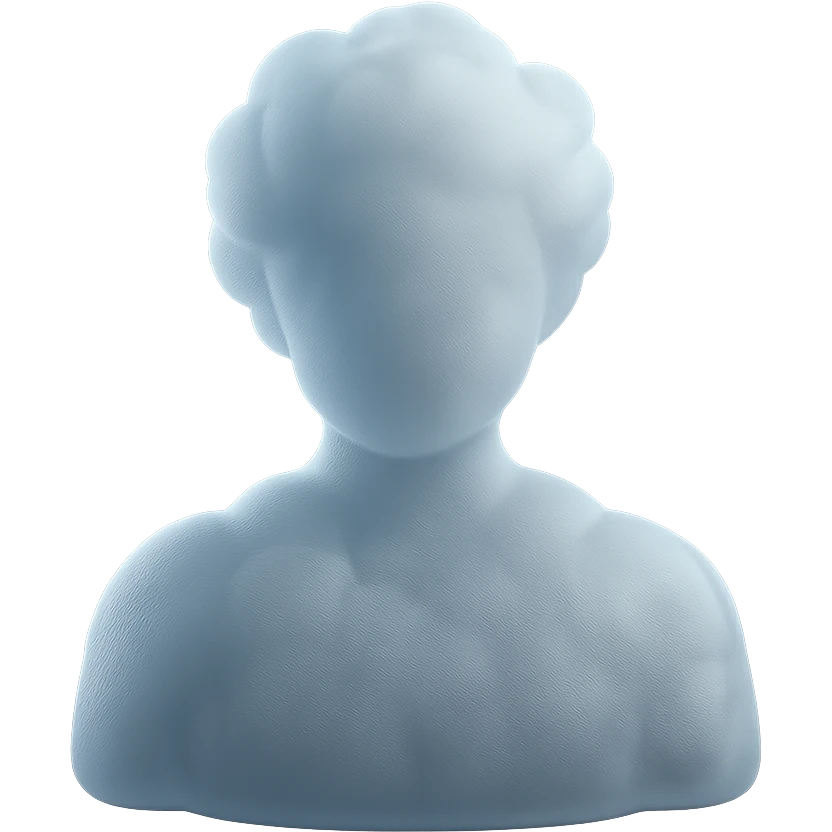 A person from the shoulders up, entirely composed of fluffy white convex clouds emoji