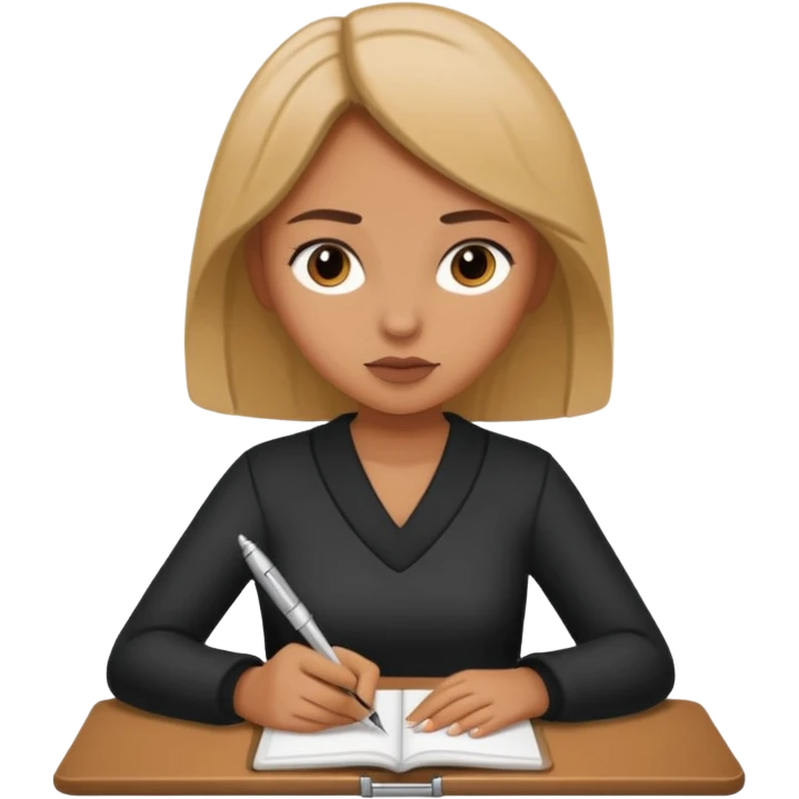 woman journaling with a pen emoji