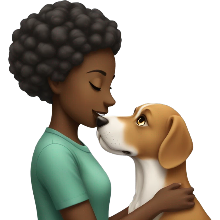 Black girl kissing dog emoji