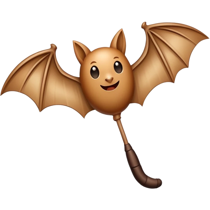 light brown wooden bat, slightly angled emoji