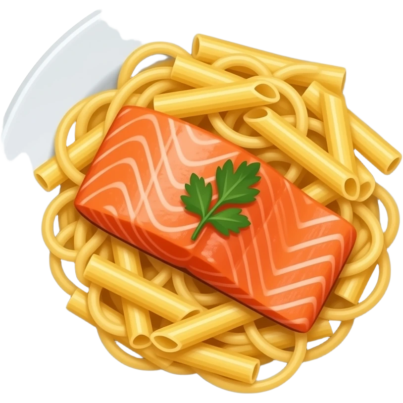 Pasta, salmon on a plate emoji