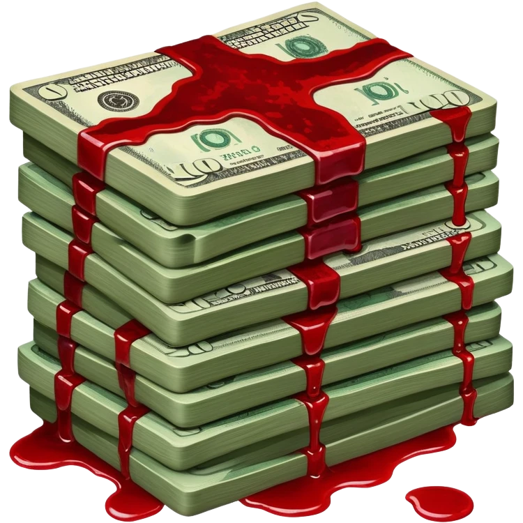 Stack of Money with blood drips emoji