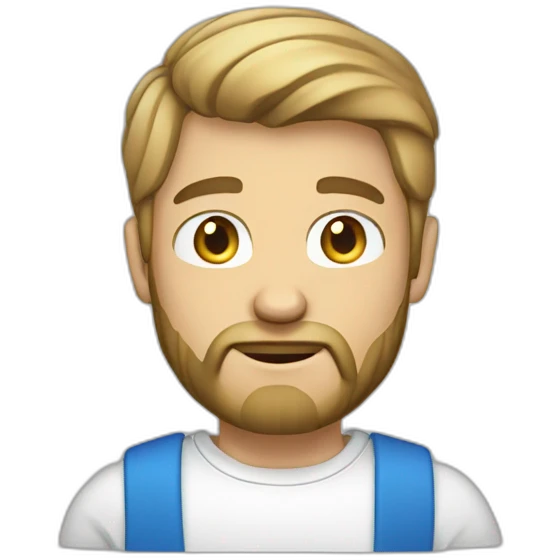 male dark blond with beard blue eyes in t-shirt emoji