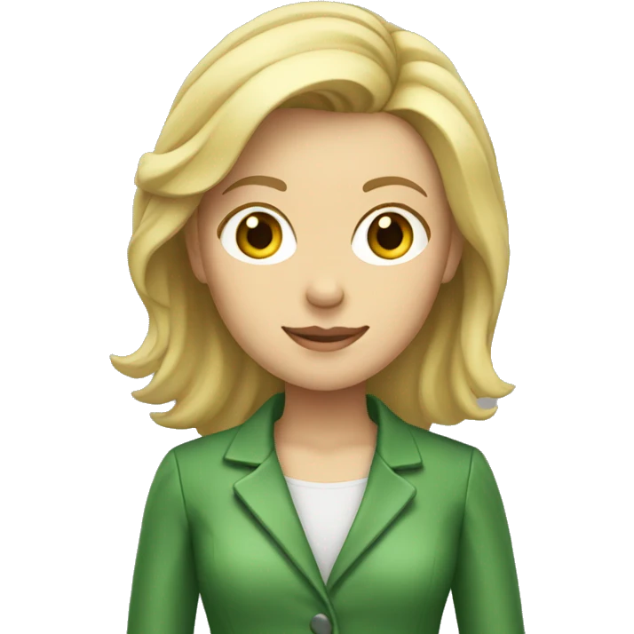 women with blond hair and green jacket no glass teacher emoji