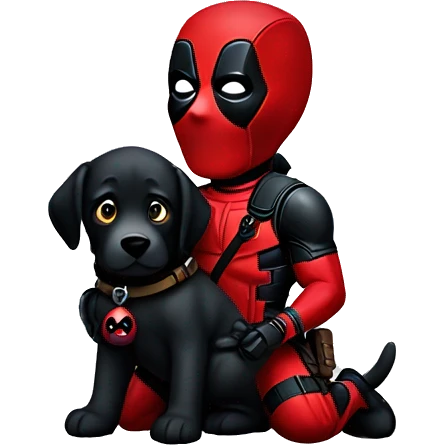 Deadpool holding black lab emoji