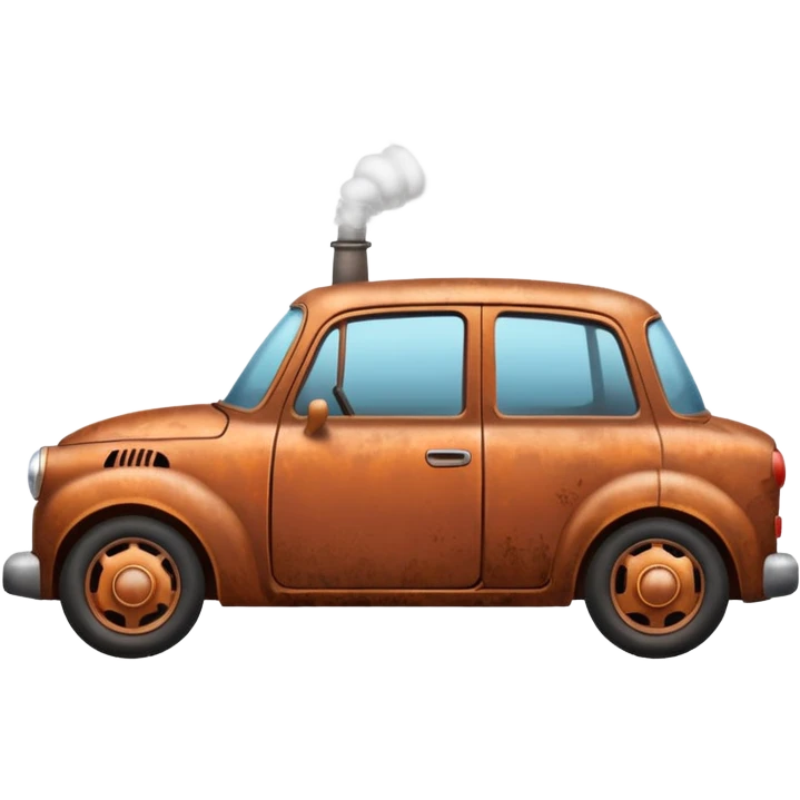 a broken car with steam coming from below the bonnet side view emoji